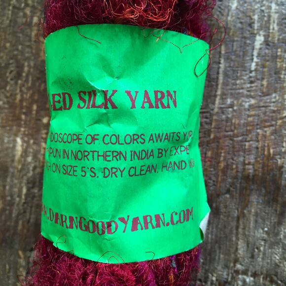 Darn GOod Yarn Lux Adventure Recycled Silk Sari Yarn Cherry Red Multicolor - Picture 7 of 7